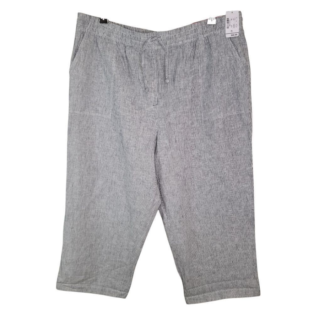Christopher & Banks Nwt Striped Classic Fit Linen Blend Capri Pants Size XL
